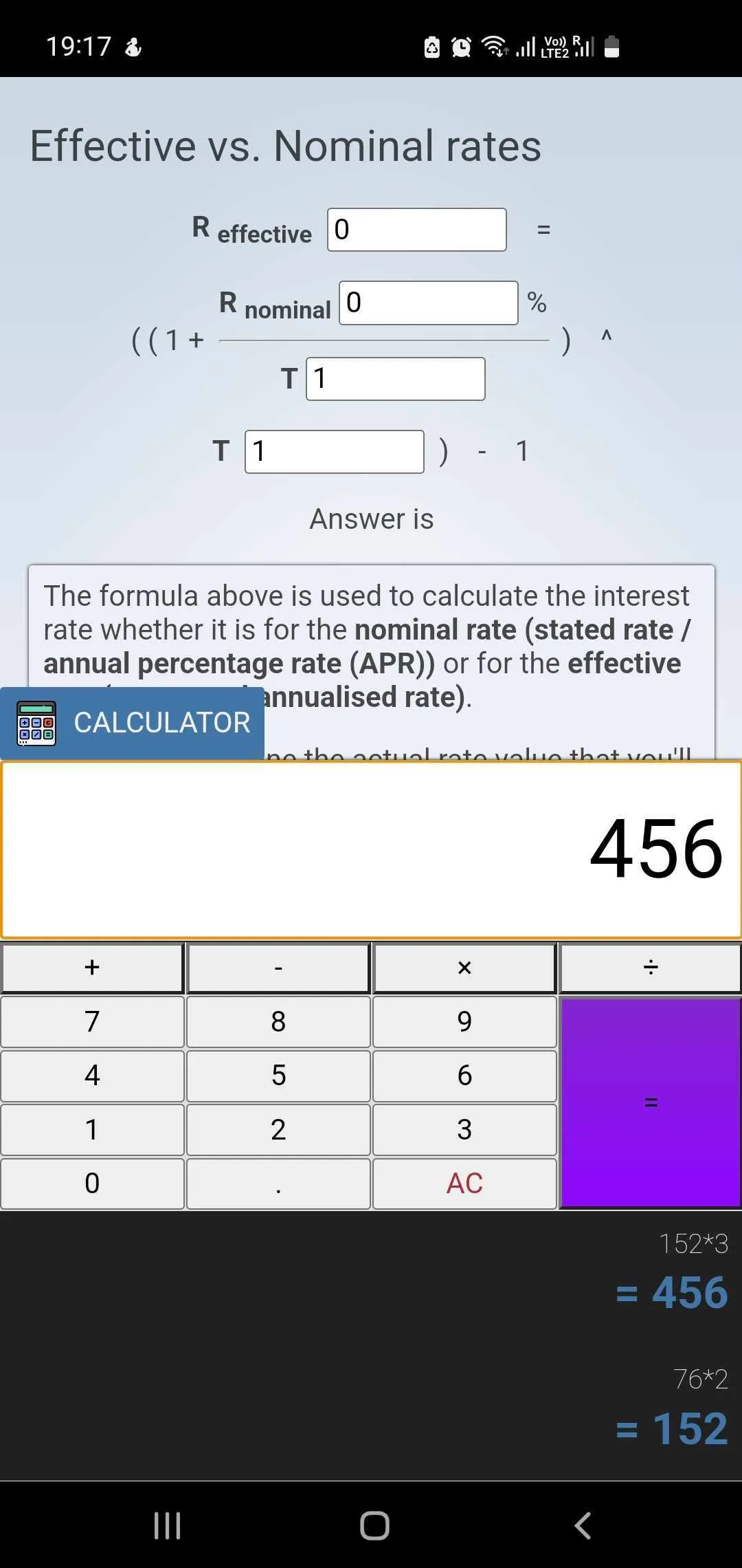 Calculator mobile view