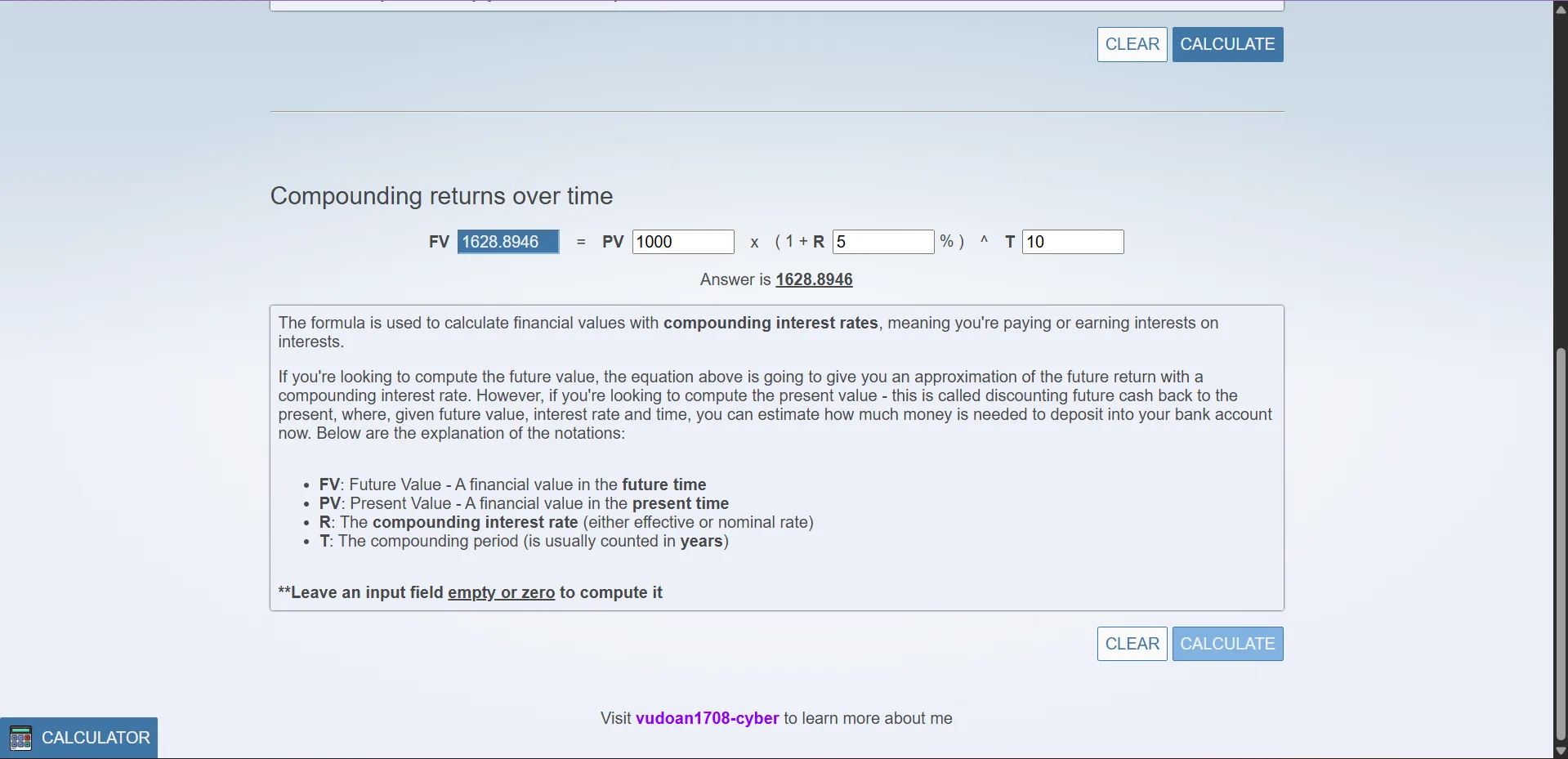 Calculated view of compounding interest