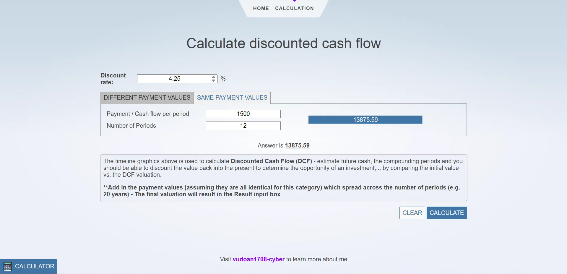 Same payment DCF