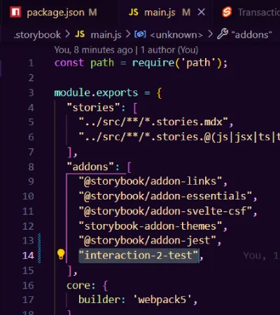 Register the addon in main.js