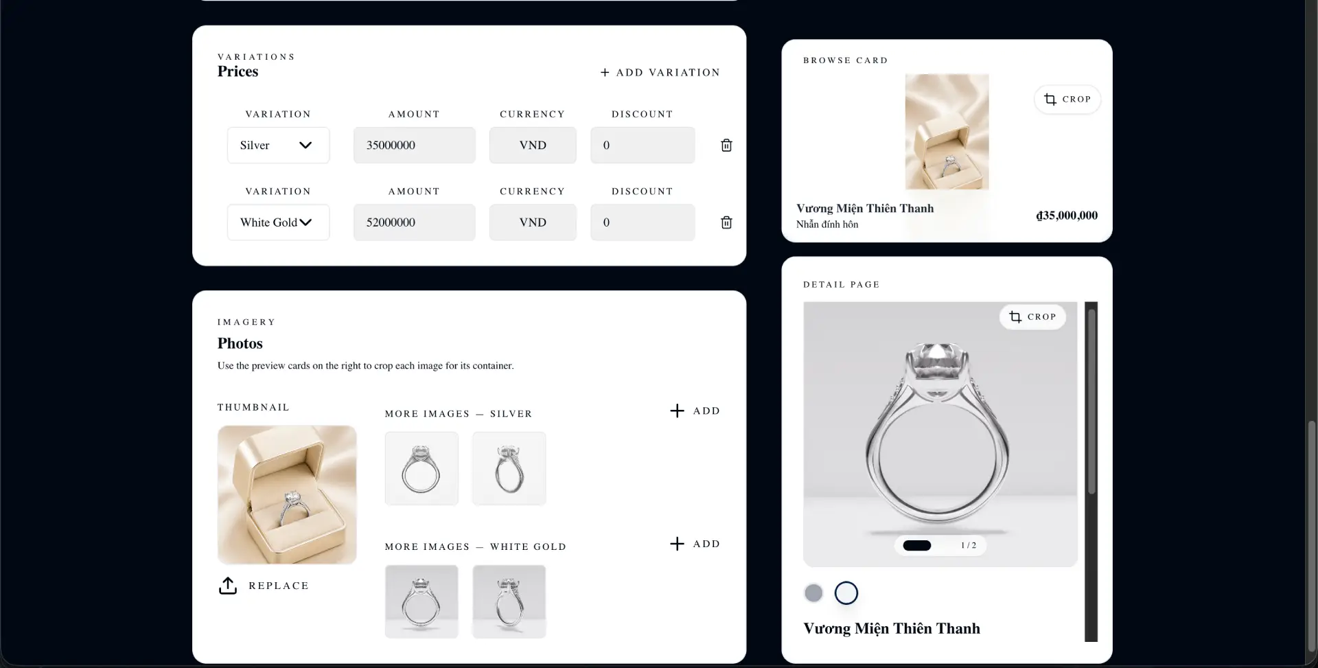 Admin - Jewelry CMS