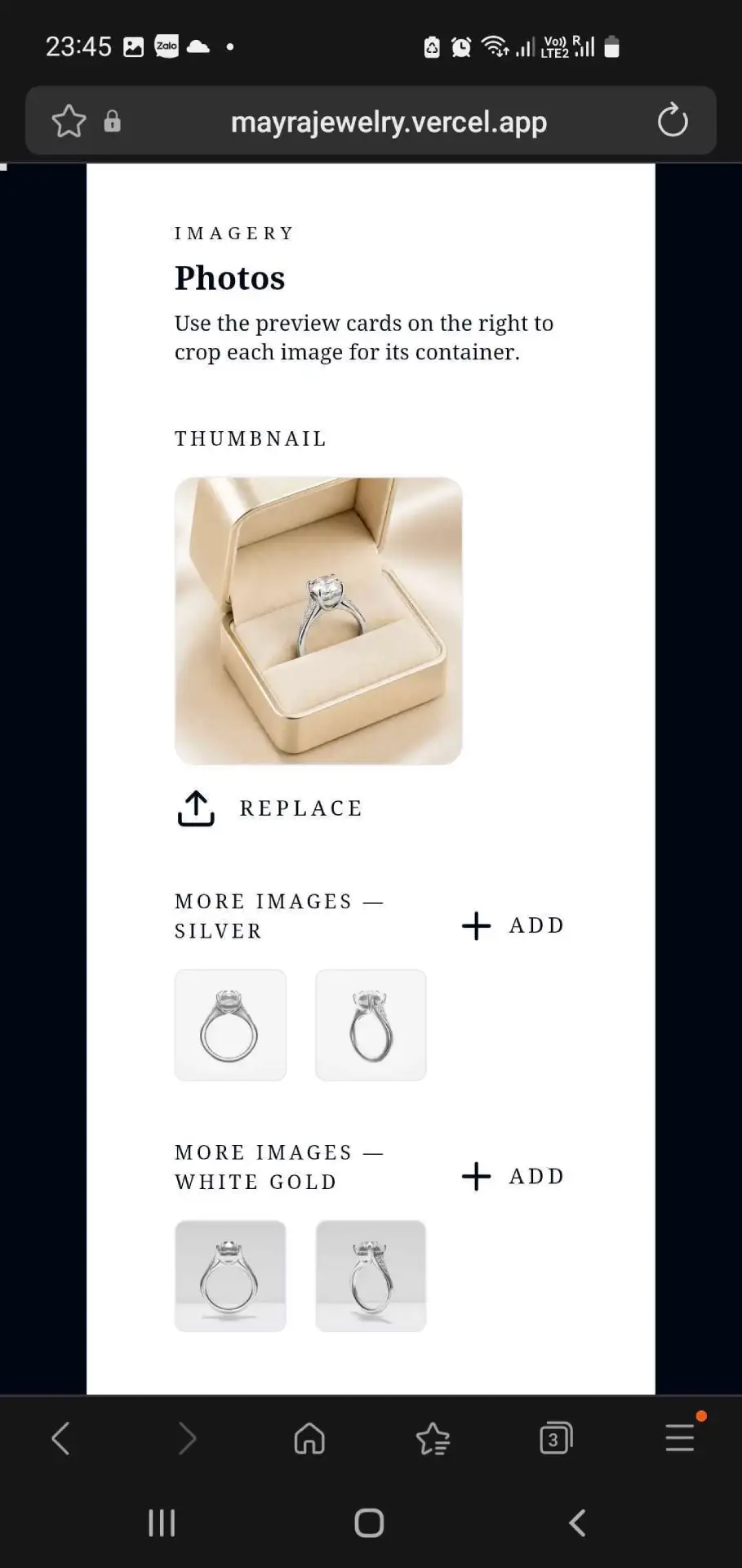 Mobile - Admin Jewelry CMS