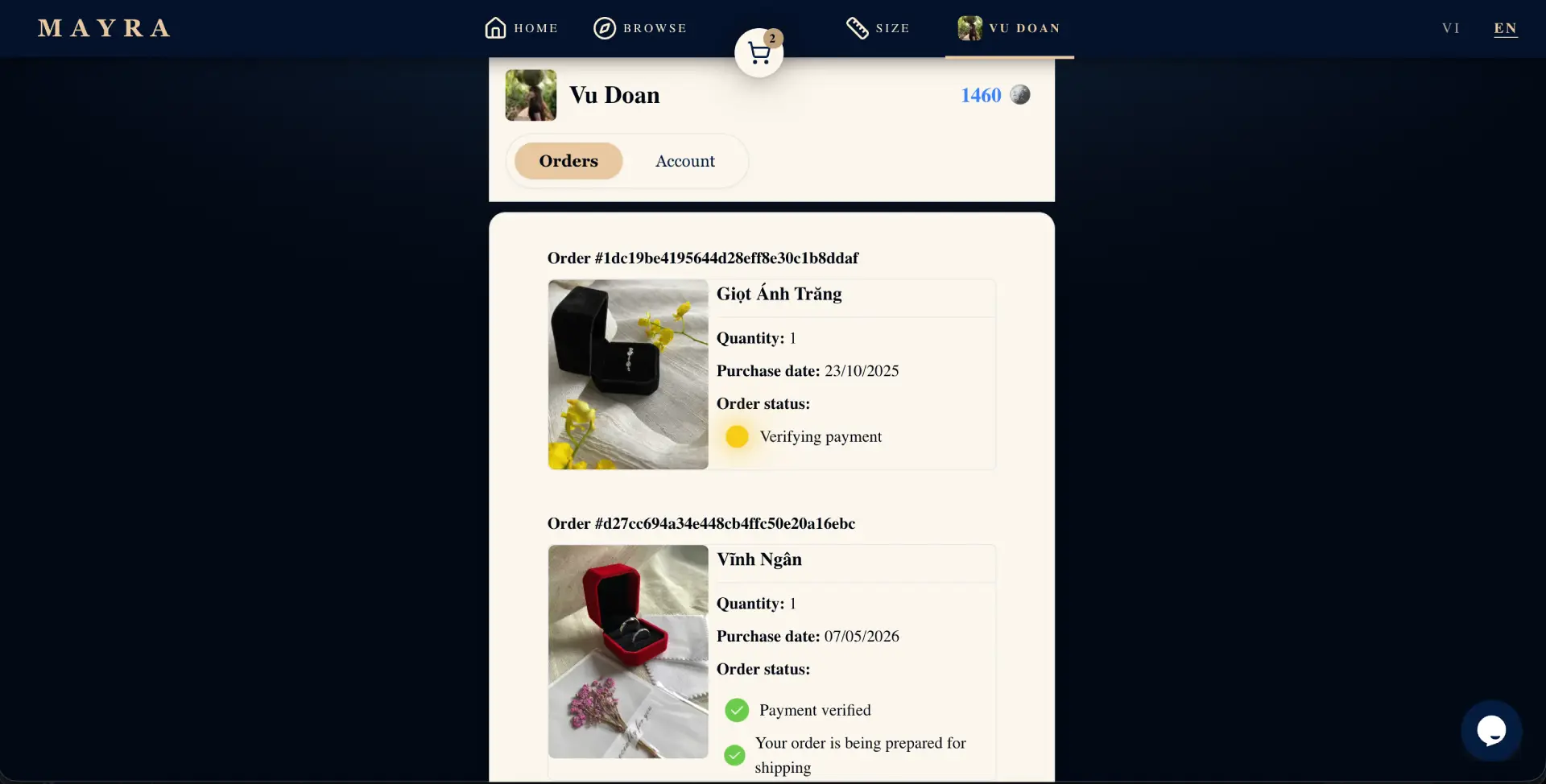 Order tracking