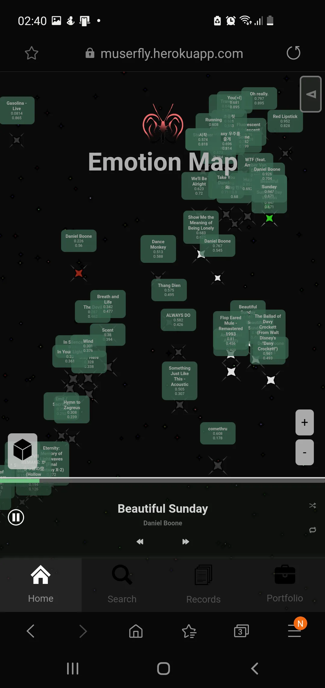 Emotion map zoom level 2 (mobile)