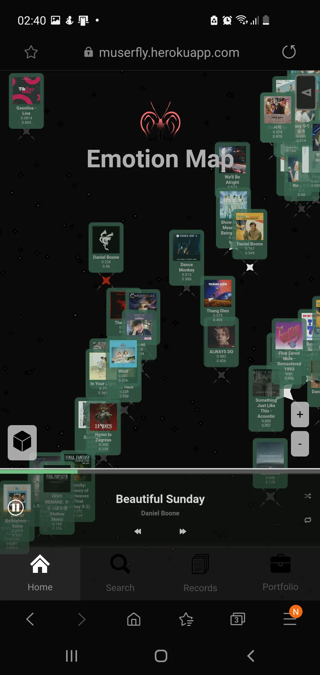 Emotion map zoom level 3 (mobile)